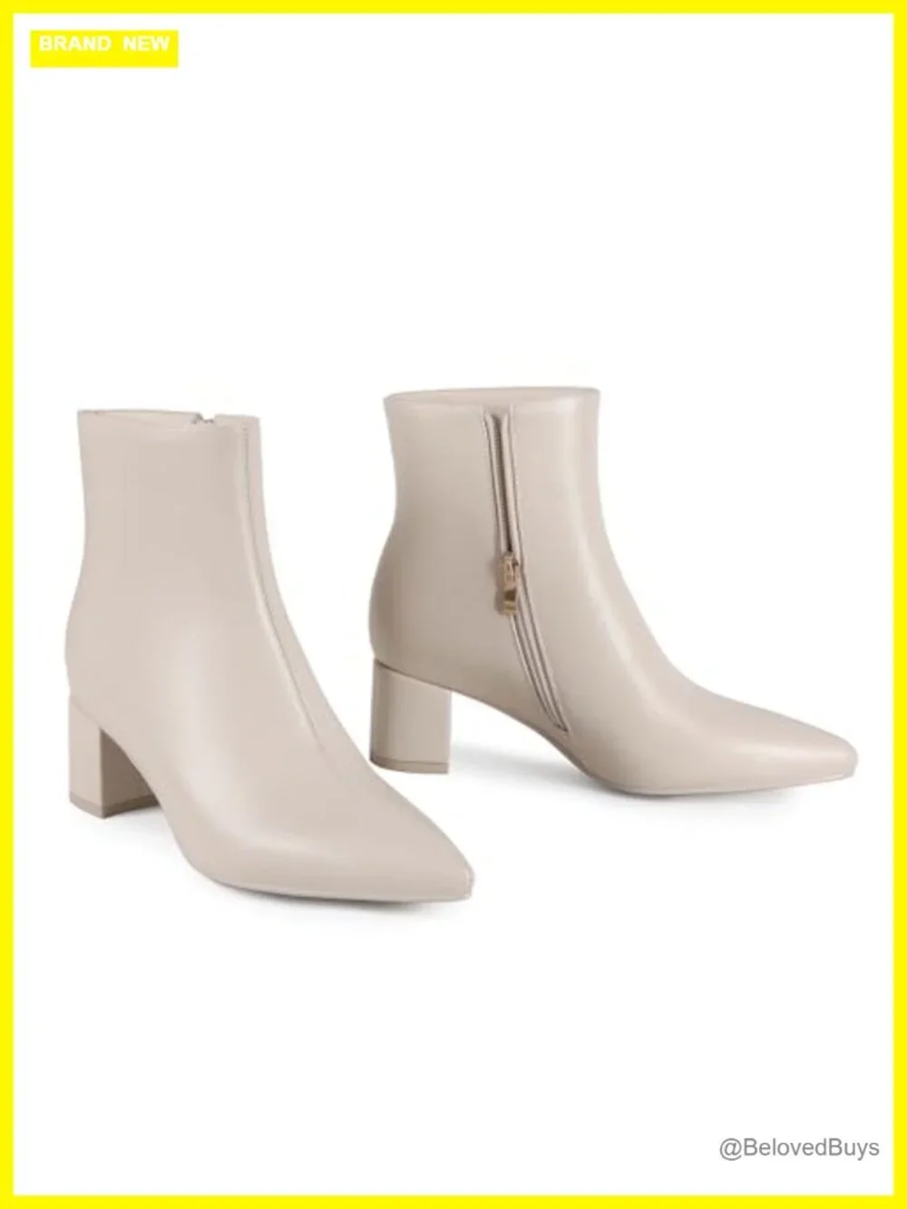 Women's Pointed Toe Chunky Heel Booties PU Leather Ankle Boots Low Heel